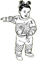 Little girl with pigtails.